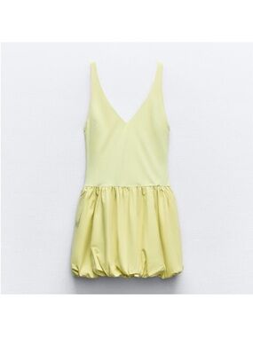Zara Yellow Bubble Hem Dress